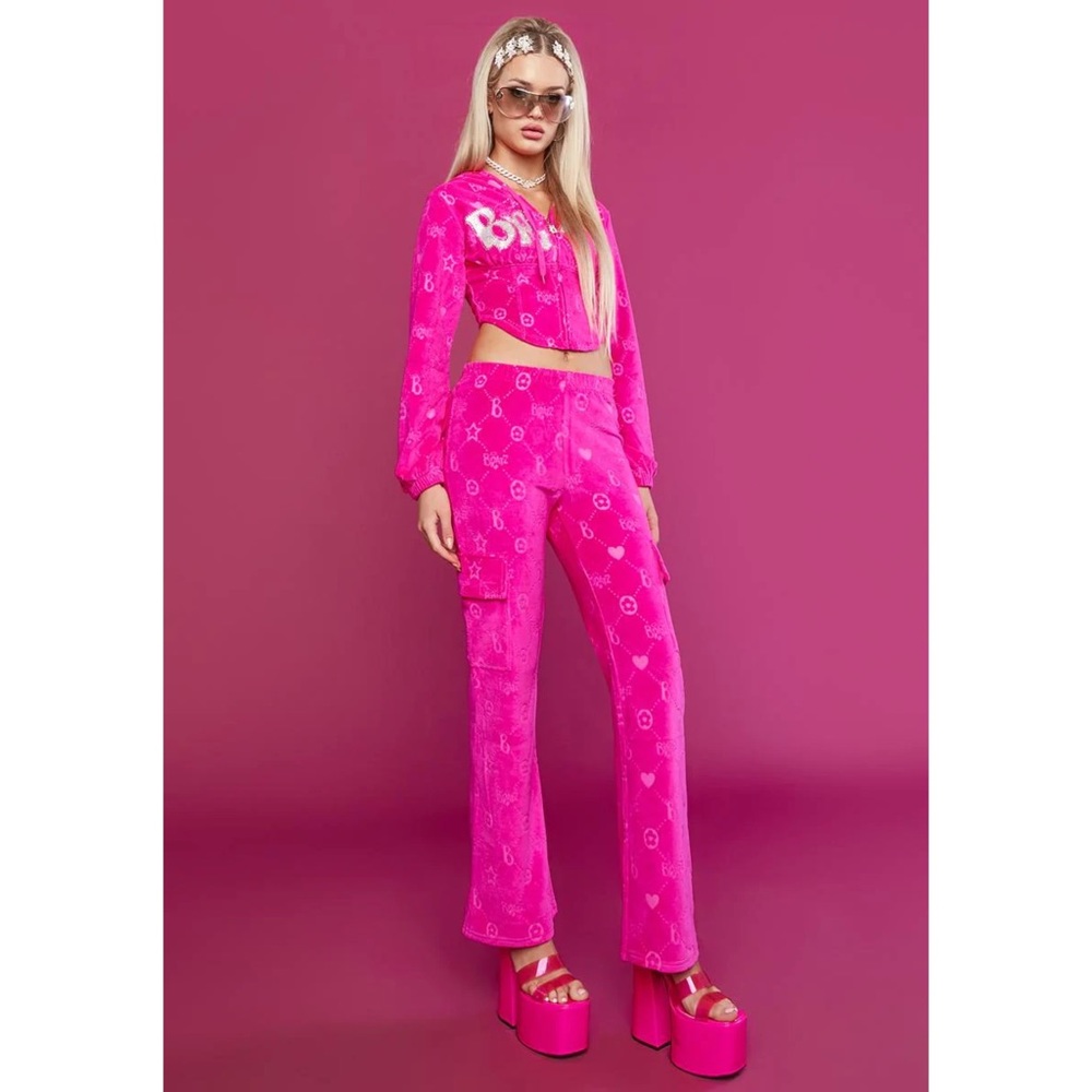 Dollz Kill Bratz Hot Pink Velvet Tracksuit